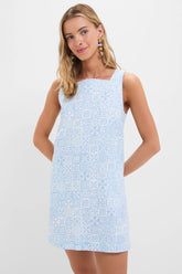 Blue Checkerboard Classic Mini Shift Dress